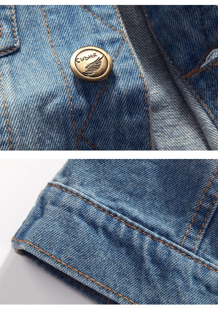 Hip Hop Jeans Coat Men Jackets for Short Sleeve Ripped Blue Jean Jackets Man 2025 Men's Denim Vest Mens Denim Shirt Husband Male
