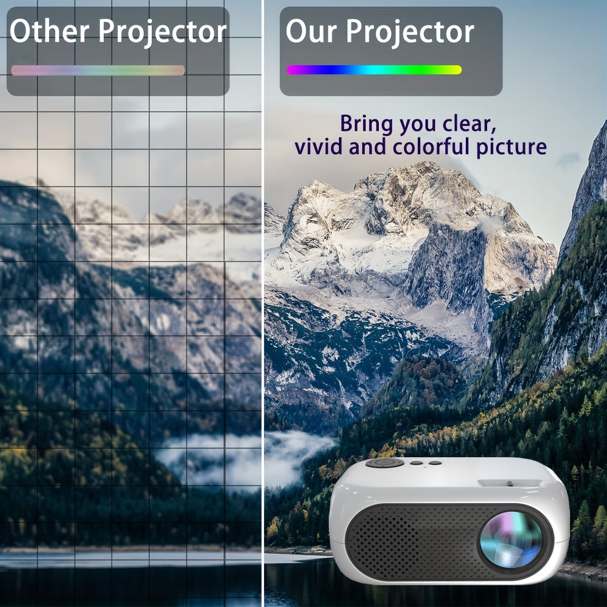 1pc Portable HD 720P Projector, G300P Mini Projector For Phone, Video Movie Projector, Home Theater Projector Compatible With IOS/Android/USB/ Laptop/PC/TV Stick/DVD/Game