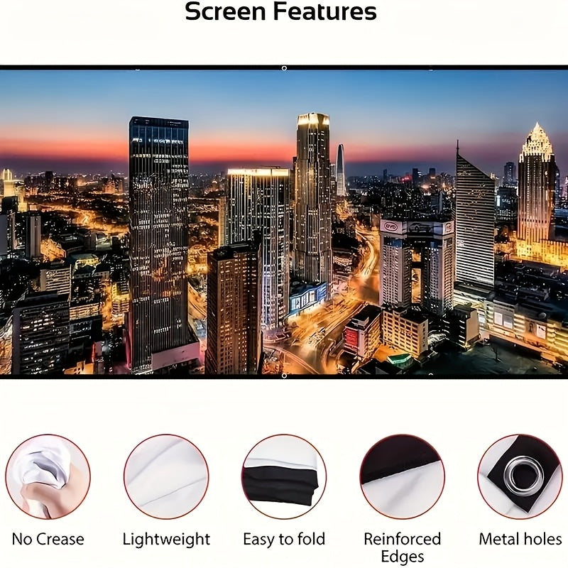 4K 100-inch 3D Projector Screen Suitable For Home Theater Outdoor Indoor Projector Screen, Portable Foldable Projection 4K Screen