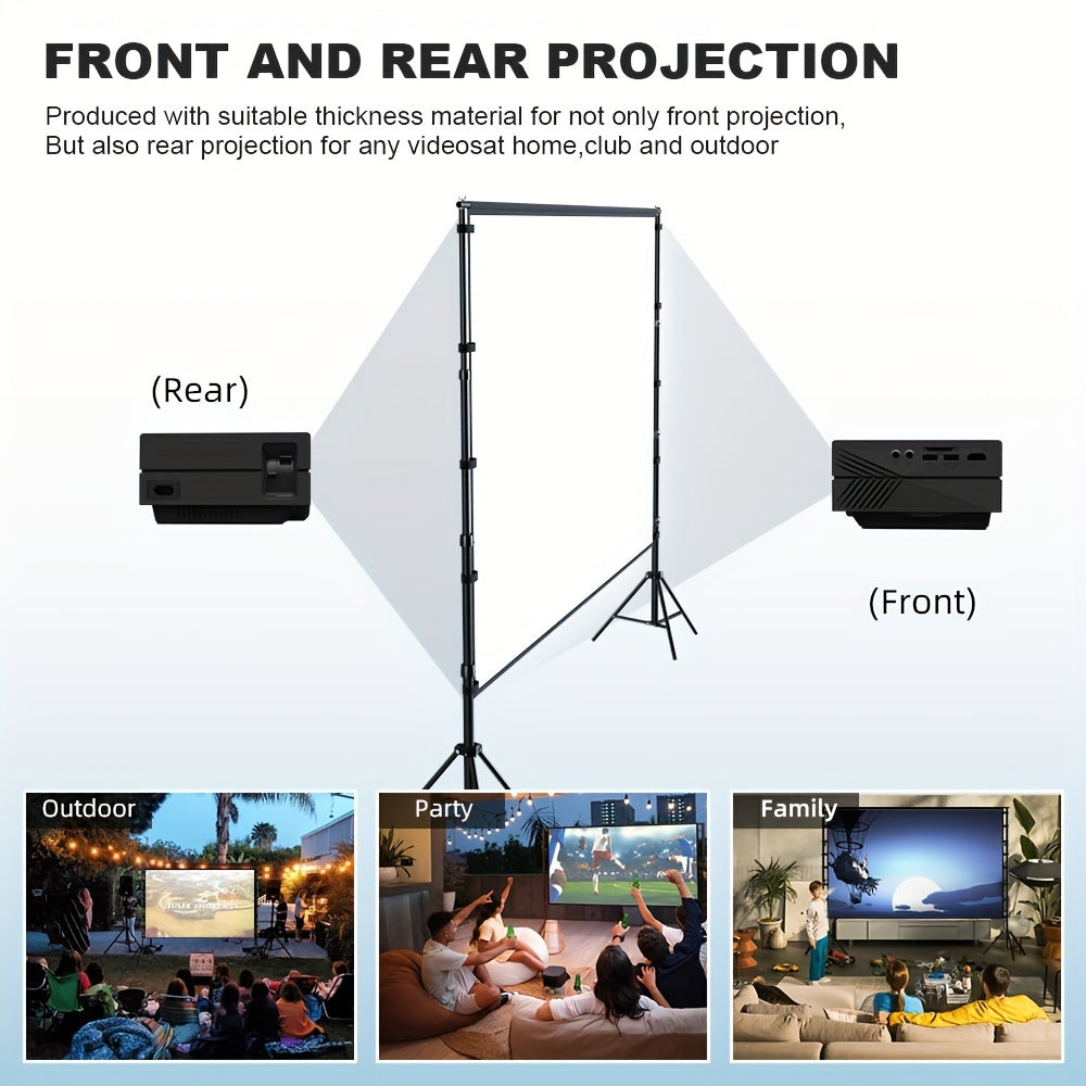 Projector Screen with Bracket 100 120 150 Inch Portable Projection Screen Indoor Outdoor Projection Screen 16:9 4K HD Wrinkle Resistant, Easy to Clean, 1.1 Gain, 160° Viewing Angle Movie Screen with Carrying Bag, Suitable fo