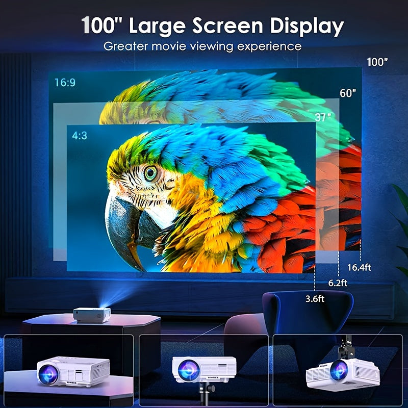 [2025 WiFi Projector] 2025 Upgrade Full HD 1080P Portable Video Projector With WiFi And Wireless | Home Theater, Wireless Screen Casting, Compatible With AV, TV Stick, Laptop, Smartphone | Suitable For Family Dinner, Birthday