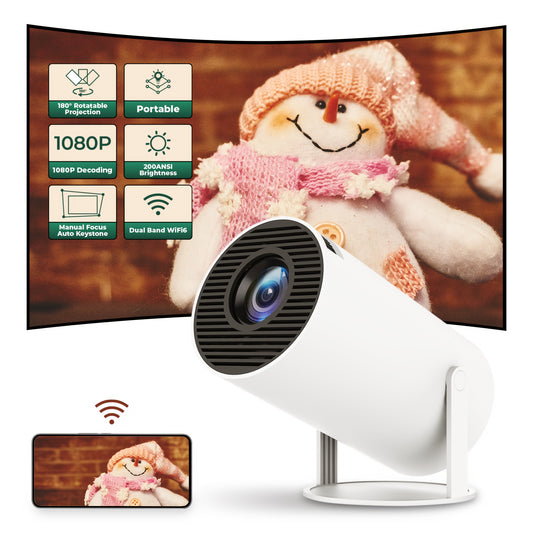 HY300 Mini Projector 4K Android 11.01080P 720 P 200ANSI Portable Wireless Home Outdoor Cinema 180° Projection Angle Adjustable