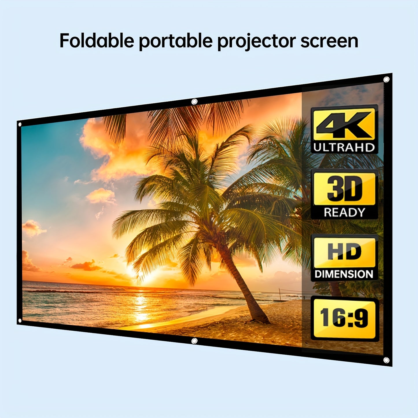 4K 100-inch 3D Projector Screen Suitable For Home Theater Outdoor Indoor Projector Screen, Portable Foldable Projection 4K Screen