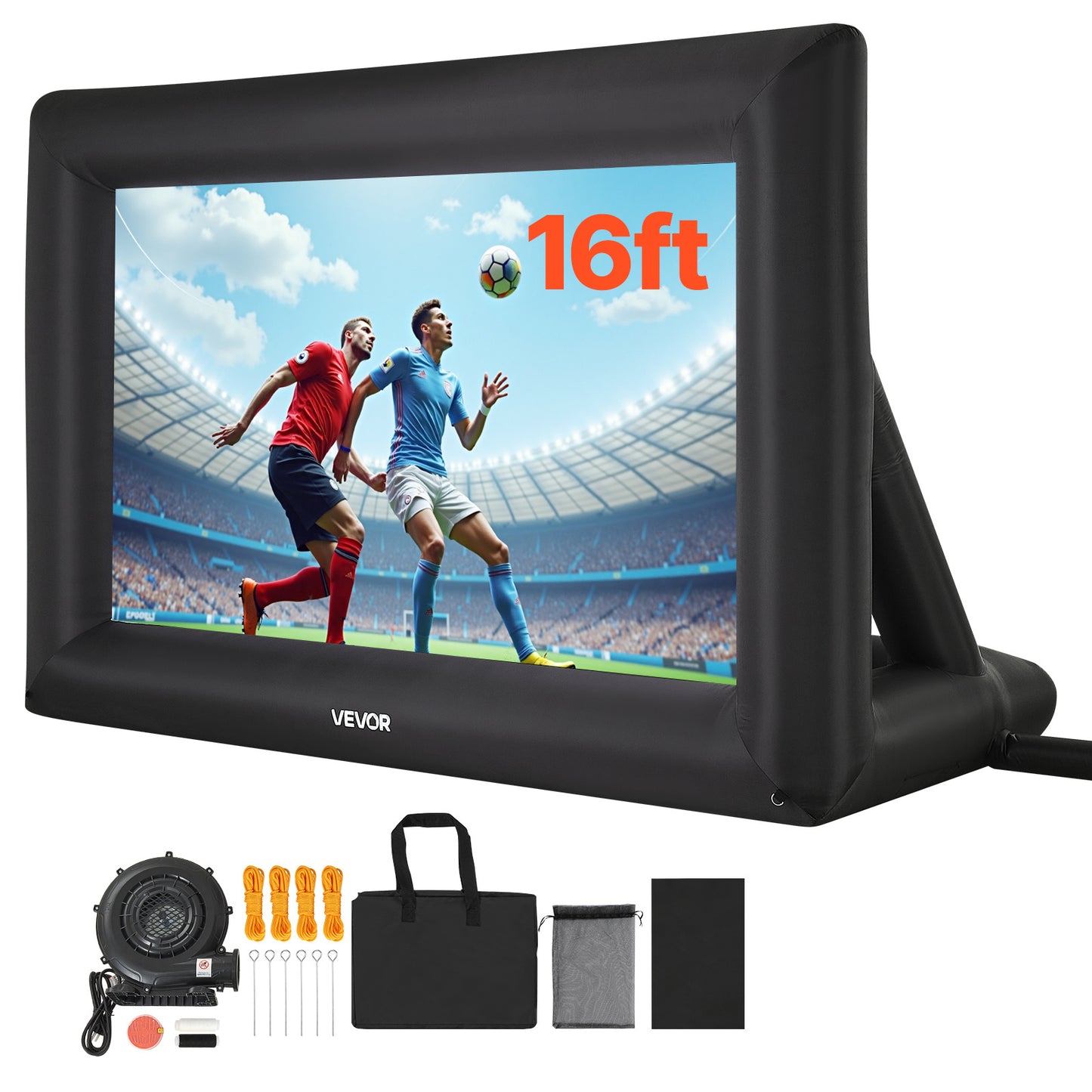 VEVOR 14/16/20FT Inflatable Projector Screen, Inflatable Movie Screen Outdoor with 120/250W Air Blower Projector Screen Oxford Fabric Material Blow Up Screen for Outdoor Backyard, Home Theater, Theme Party