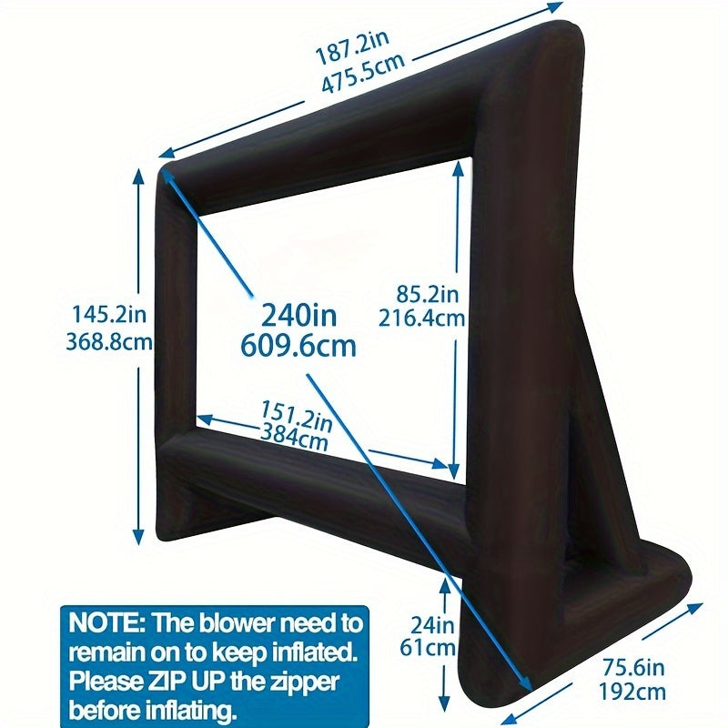 20 ft Outdoor Inflatable Projector Screen - Supports Front and Rear Projection - Includes Inflation Air Blower Storage Bag, Easy Set Up Blow Up Screen for Backyard Movie Night, Theme Parties, Celebrations