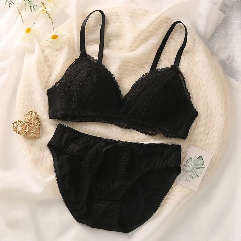 Women Briefs Female Intimates Lace Bra Sets Seamless Underwear Plus Size Sexy Panties Lingerie Padded Bralette Ultrathin ABC Bra