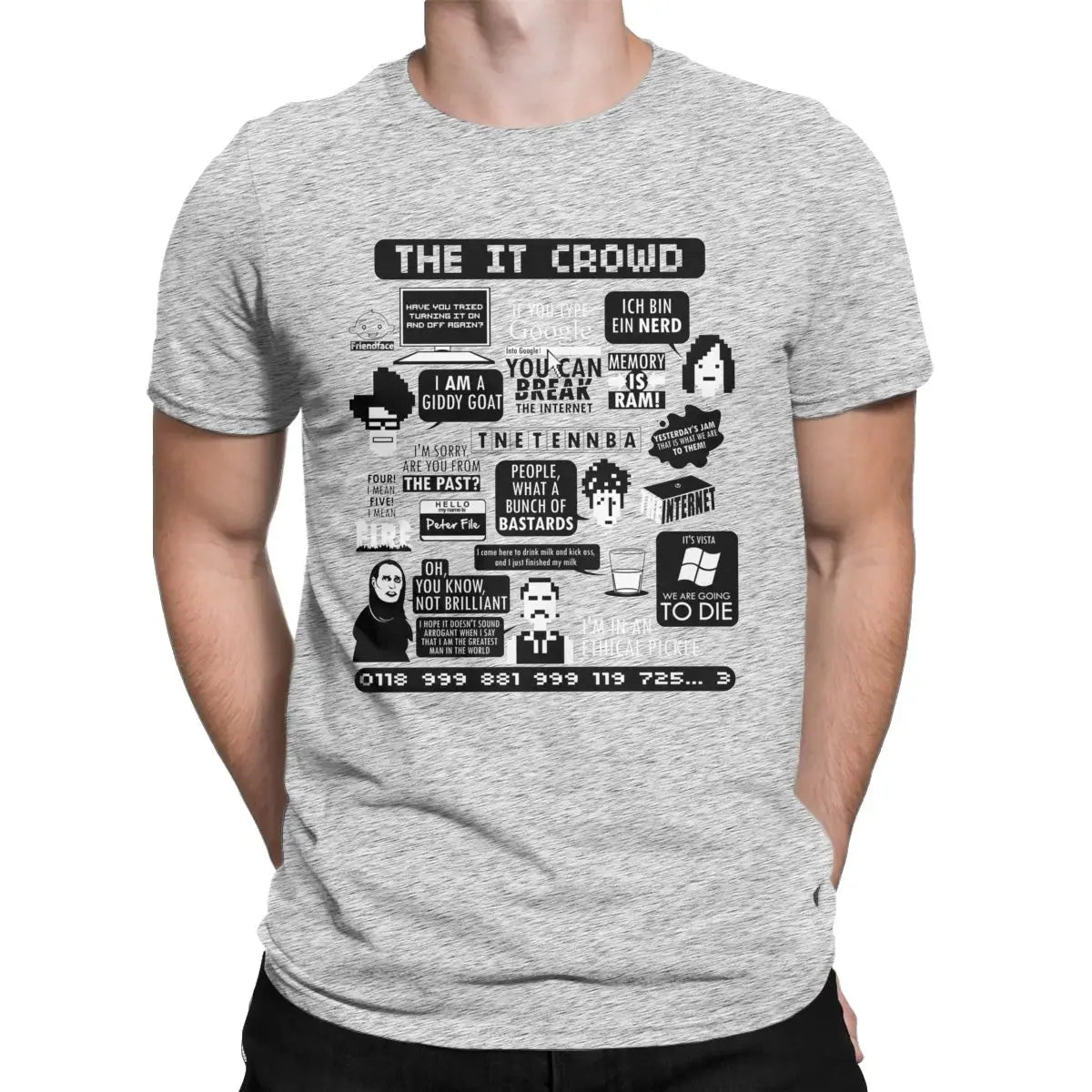 Men T-Shirts The IT Crowd Quotes Unique Pure Cotton Tee Shirt Short Sleeve Computer Programmer T Shirts Crewneck Clothes Graphic