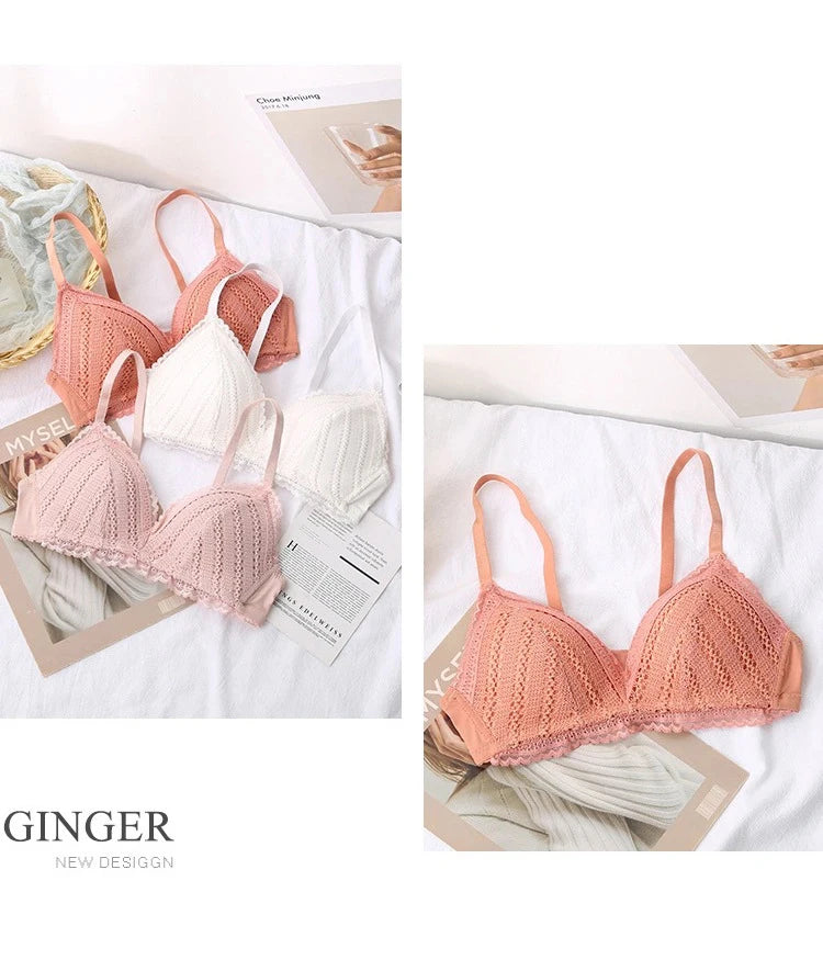 Women Briefs Female Intimates Lace Bra Sets Seamless Underwear Plus Size Sexy Panties Lingerie Padded Bralette Ultrathin ABC Bra