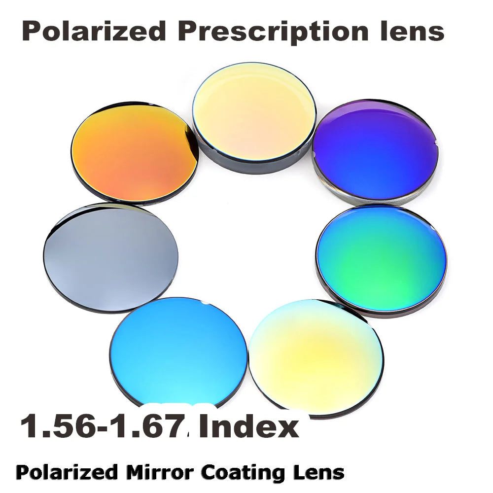 Polarized Sunglasses Prescription Lens 1.56 1.61 1.67 Aspheric Sun Glasses Lenses Myopia Optical UV400 Mirror Colourful Coating