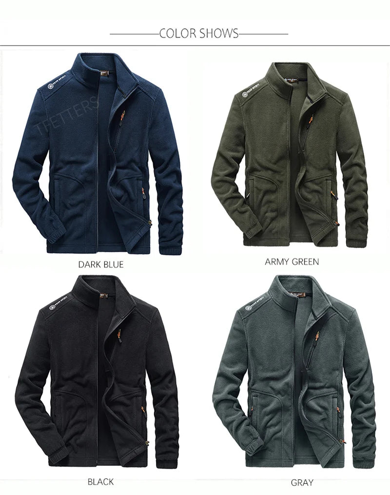 BROWON Brand Men Jackets 2025 Spring and Autumn New Men Fleece Jacket Solid Color Stand Collar Polar Fleece Jacket Men Clothing