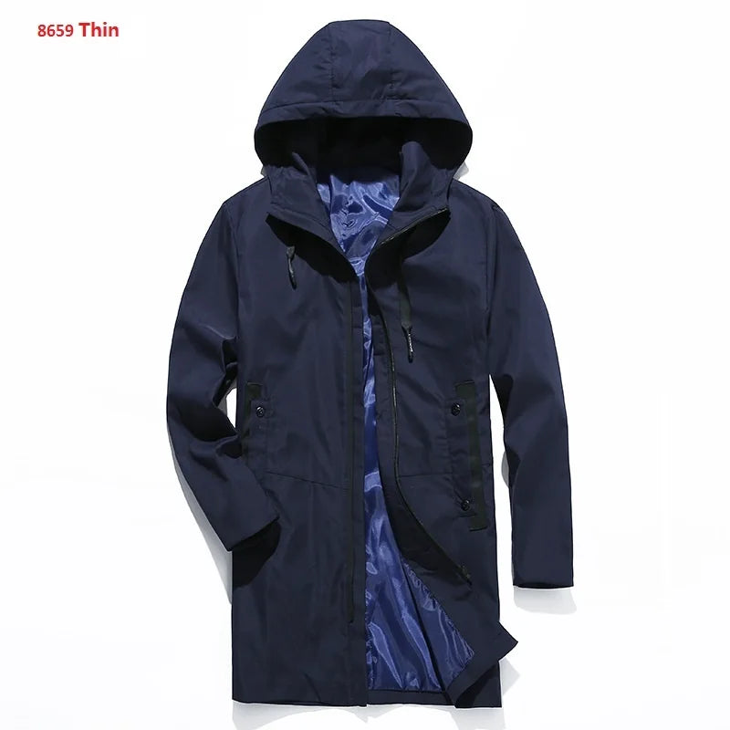 Men Jackets Autumn Winter Men's Trench Coat Men Casual Thicken Warm Hooded Jacket Male Windbreaker Outerwear Jaquet Man coat 6XL