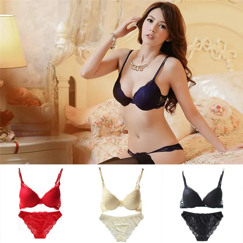 HIRIGIN Newest Women's Push Up Embroidery Sexy Lace Floral Bra Sets Panties Underwear 5 Colors