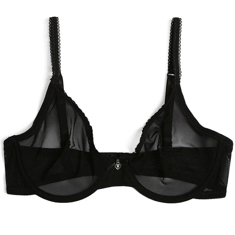 Women mesh bra see through panties M L XL XXL XXXL sexy gauze Thin transparent Bras B C D E F 75 80 85 90 95 100 Dropship