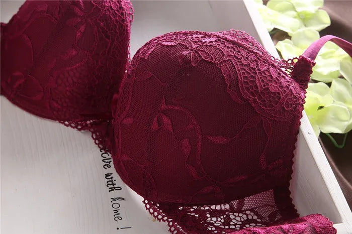European Style Sexy Bra Set Women Cotton Underwear Sexy Lace Panties Female Push Up Brassiere Fashion Solid Color Lingerie Set