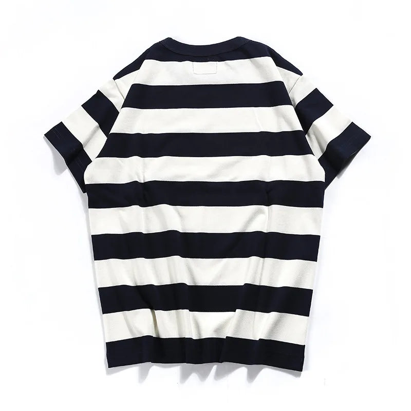 Summer Fashion Short Sleeve T-shirts For Men Classical Zebra Striped Heavy Thick Tees Male Casual Large Size Loose Pullover Tops