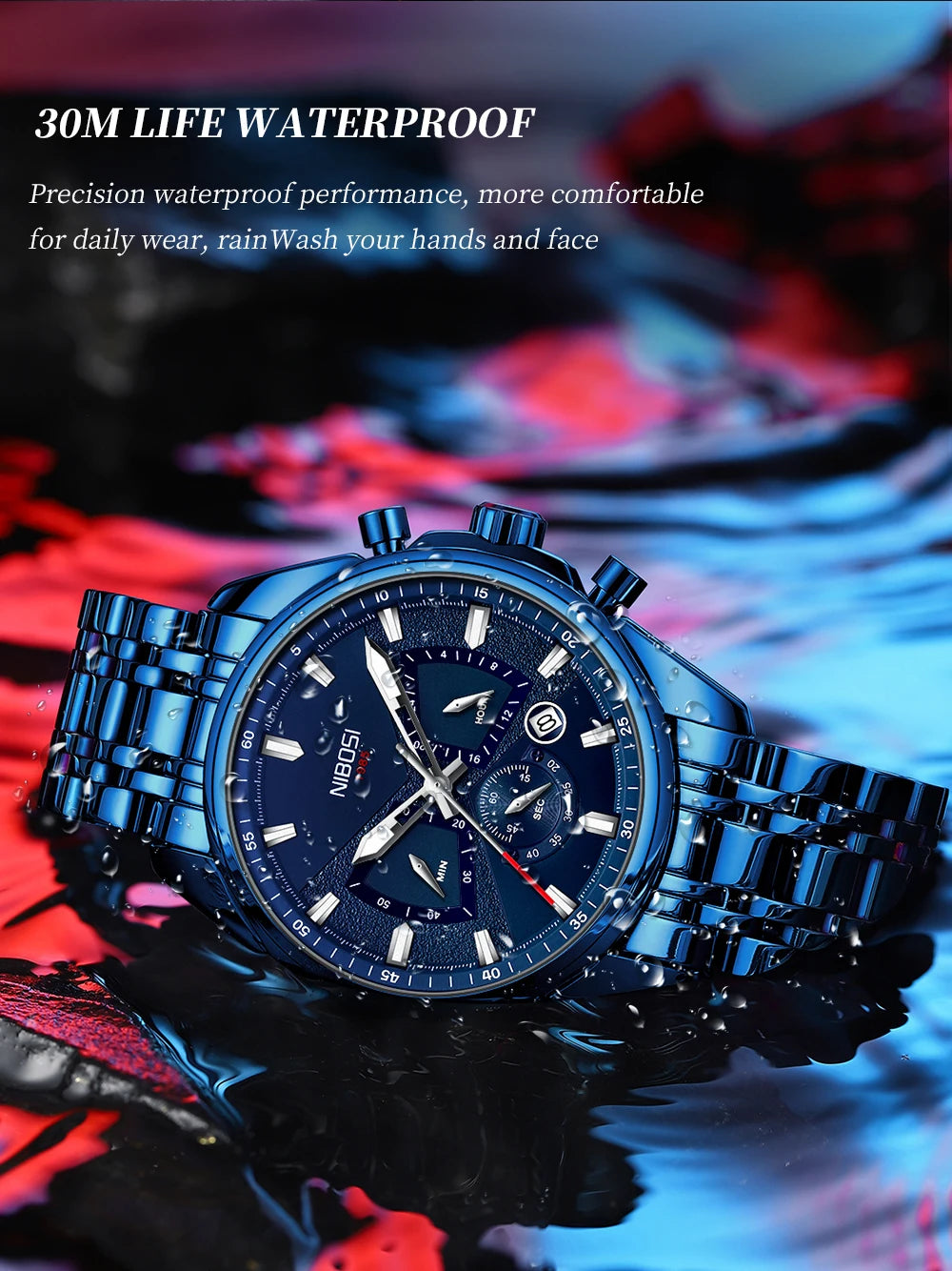 NIBOSI Brand Mens Watches Brand Luxury Military Sports Chronograph Waterproof Quartz Watch For Men Wristwatch Reloj Hombre