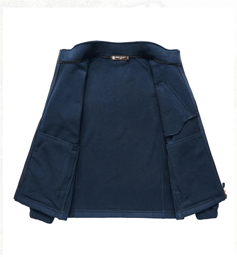 BROWON Brand Men Jackets 2025 Spring and Autumn New Men Fleece Jacket Solid Color Stand Collar Polar Fleece Jacket Men Clothing