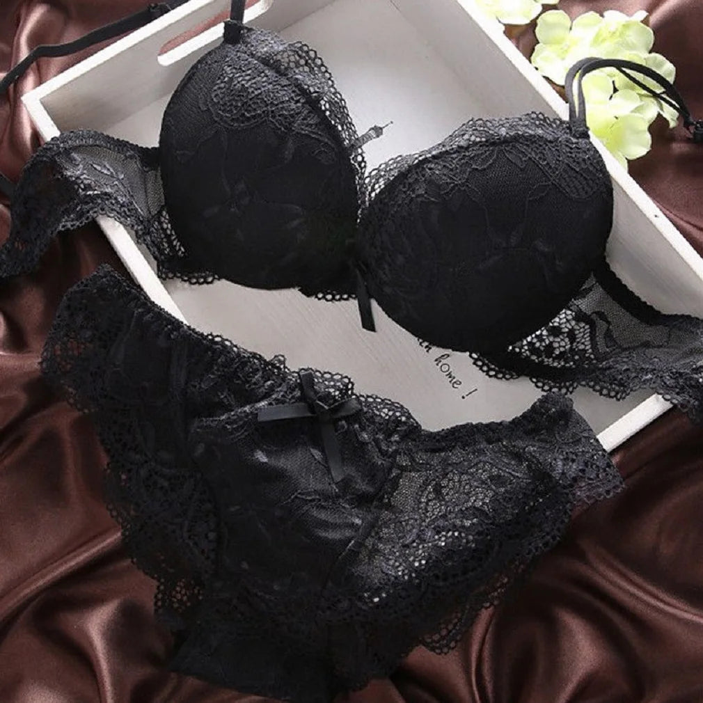HIRIGIN Newest Women's Push Up Embroidery Sexy Lace Floral Bra Sets Panties Underwear 5 Colors