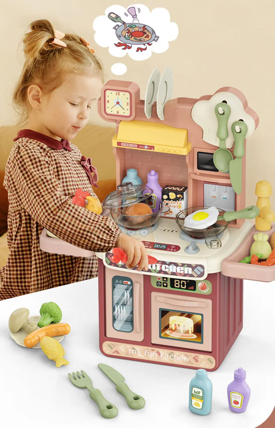 Kids Kitchen Toys Simulational Dinnerware Pretend Play Chef Game Role Play Cooking Food Table Educational Toy For Children Gift