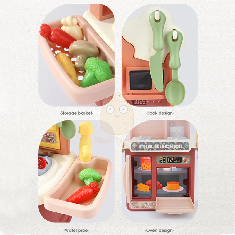 Kids Kitchen Toys Simulational Dinnerware Pretend Play Chef Game Role Play Cooking Food Table Educational Toy For Children Gift