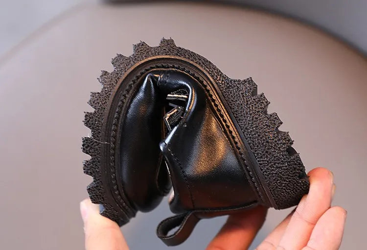 Kids Autumn Leather Shoes Casual Leisure School Boys Girls Single Shoe Size 21-30 Toddler Black Brown Round Toe Childern Shoe