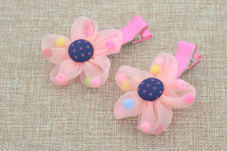 2PCS/lot Hot Sale Children New Hair Clips Cute  Flowers Safety Barrettes BB Clip Little Girls Gifts Kids Hair Accessories