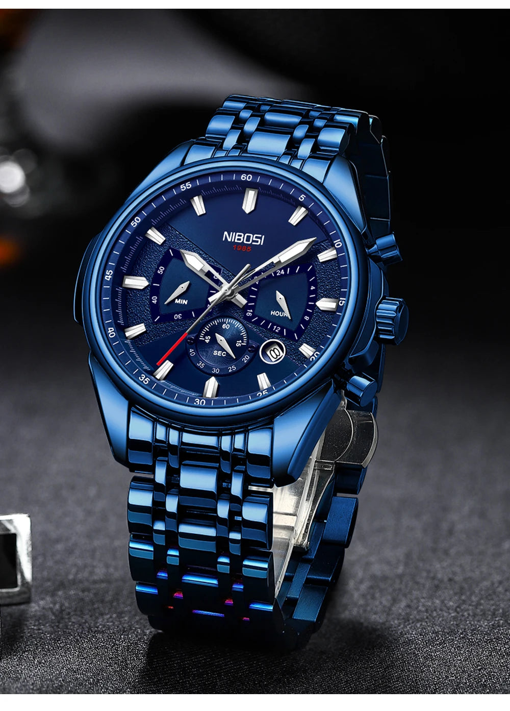 NIBOSI Brand Mens Watches Brand Luxury Military Sports Chronograph Waterproof Quartz Watch For Men Wristwatch Reloj Hombre