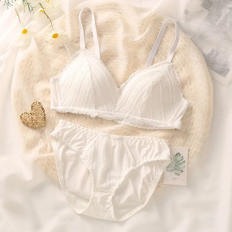 Women Briefs Female Intimates Lace Bra Sets Seamless Underwear Plus Size Sexy Panties Lingerie Padded Bralette Ultrathin ABC Bra