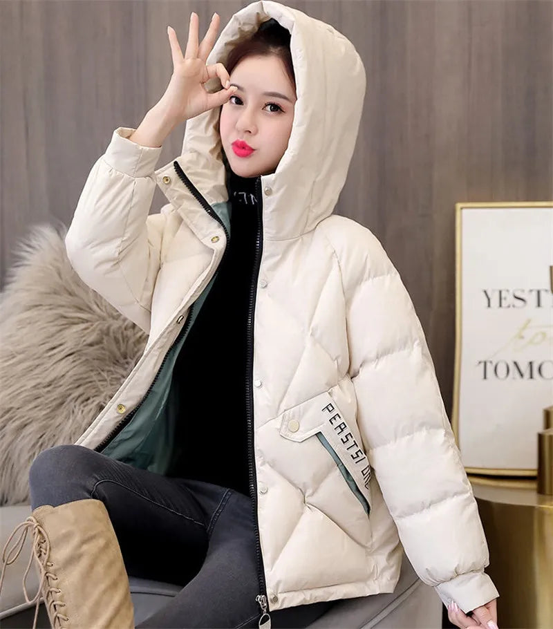 Women's Jackets 2022 New Women Parkas Winter Jacket Hooded Loose Cotton Padded Parka Female Casual Oversize Puffer Coat Outwear