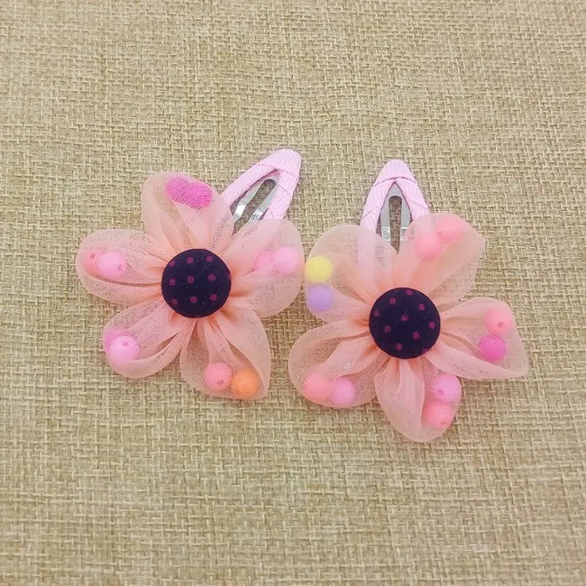 2PCS/lot Hot Sale Children New Hair Clips Cute  Flowers Safety Barrettes BB Clip Little Girls Gifts Kids Hair Accessories
