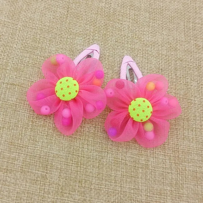 2PCS/lot Hot Sale Children New Hair Clips Cute  Flowers Safety Barrettes BB Clip Little Girls Gifts Kids Hair Accessories