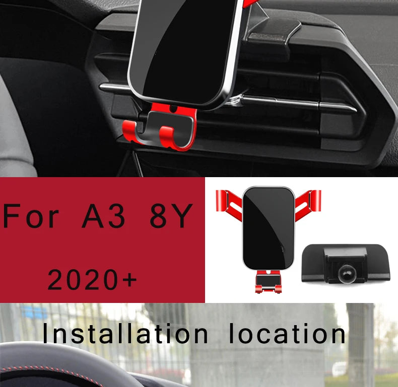 Car Phone Holder For Audi A3 S3 RS3 8V Q2 SQ2 Air Vent Mount Car Styling Bracket GPS Stand Rotatable Support Mobile Accessories