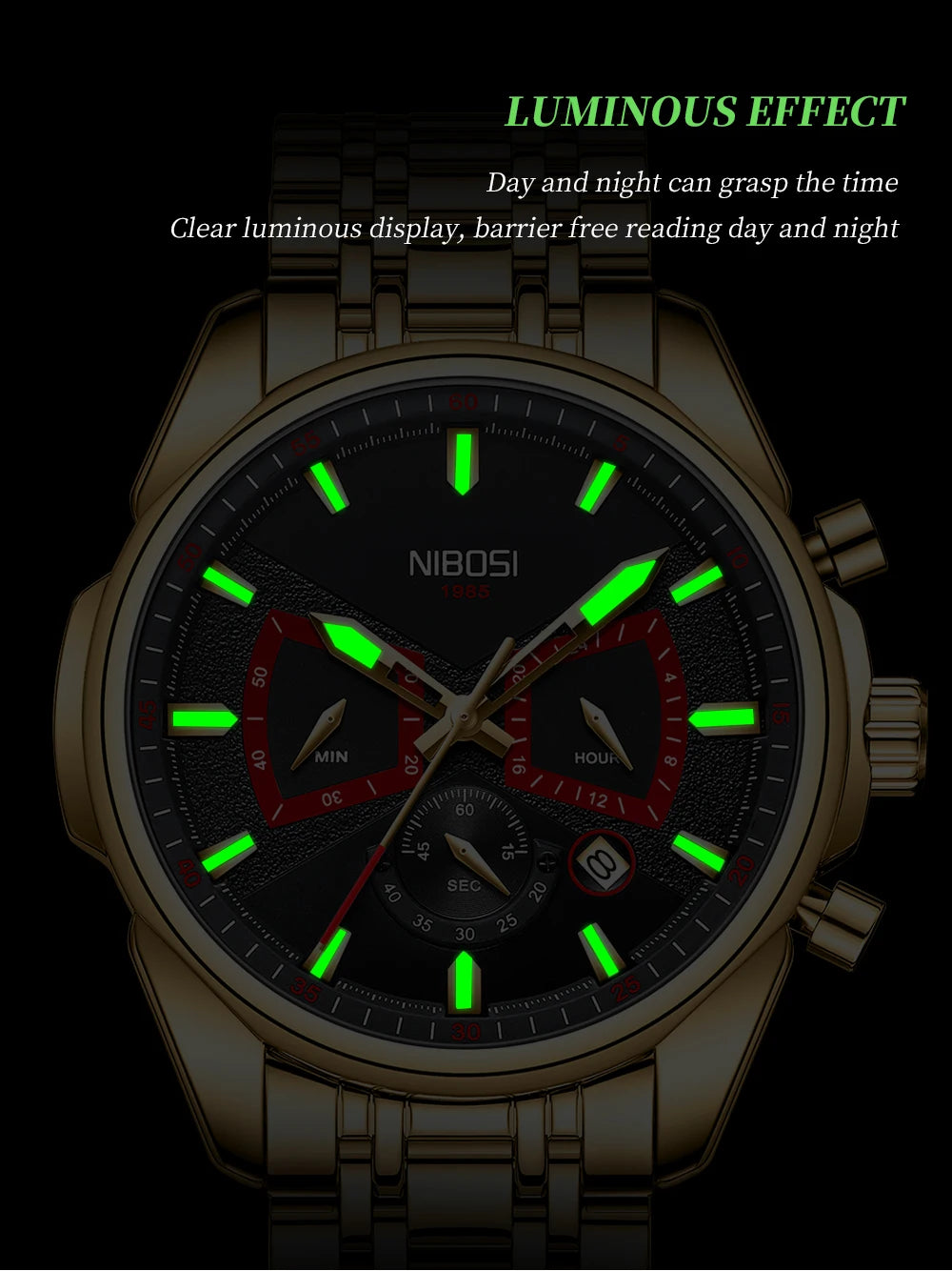 NIBOSI Brand Mens Watches Brand Luxury Military Sports Chronograph Waterproof Quartz Watch For Men Wristwatch Reloj Hombre