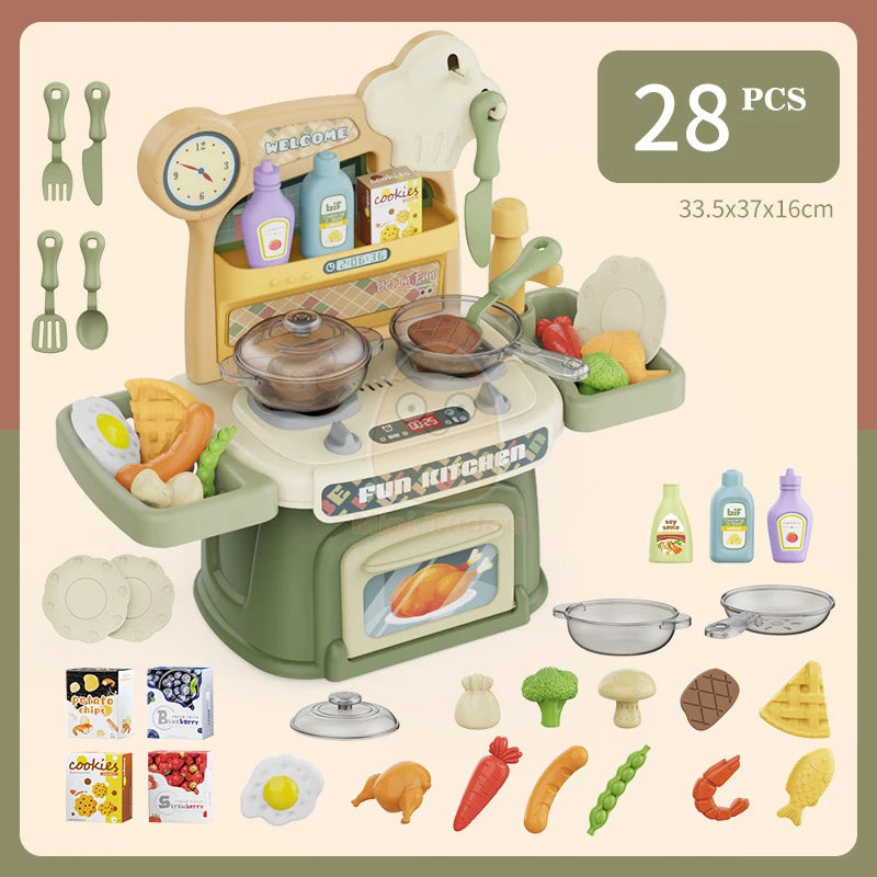 Kids Kitchen Toys Simulational Dinnerware Pretend Play Chef Game Role Play Cooking Food Table Educational Toy For Children Gift