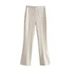 ZATRHMBM 2022 Female Clothing New Fashion Vintage Side Slit Straight-leg Lady Trousers Zip Fly White Women Pants High Waist