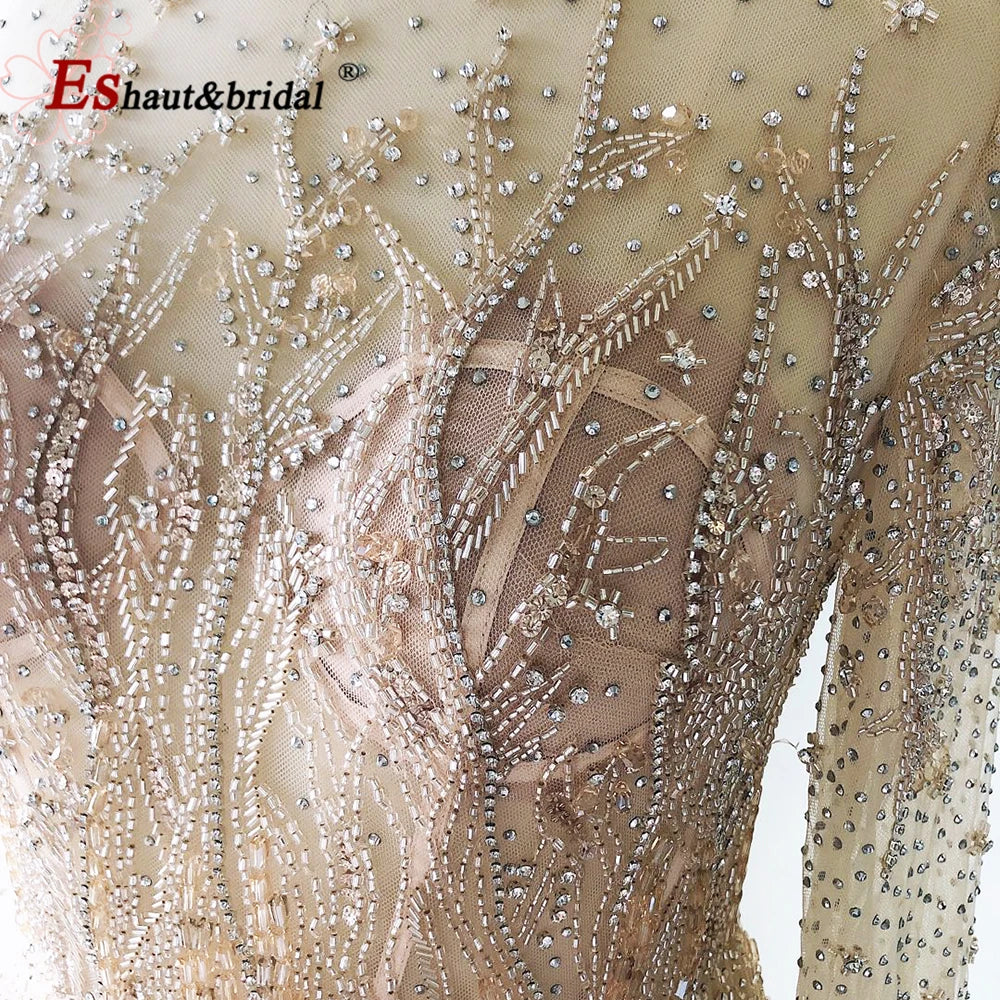 Elegant Dubai Arabic Evening Dresses for Women 2025 Long Sleeves O Neck A-Line Luxury Formal Prom Wedding Party Gowns Customized