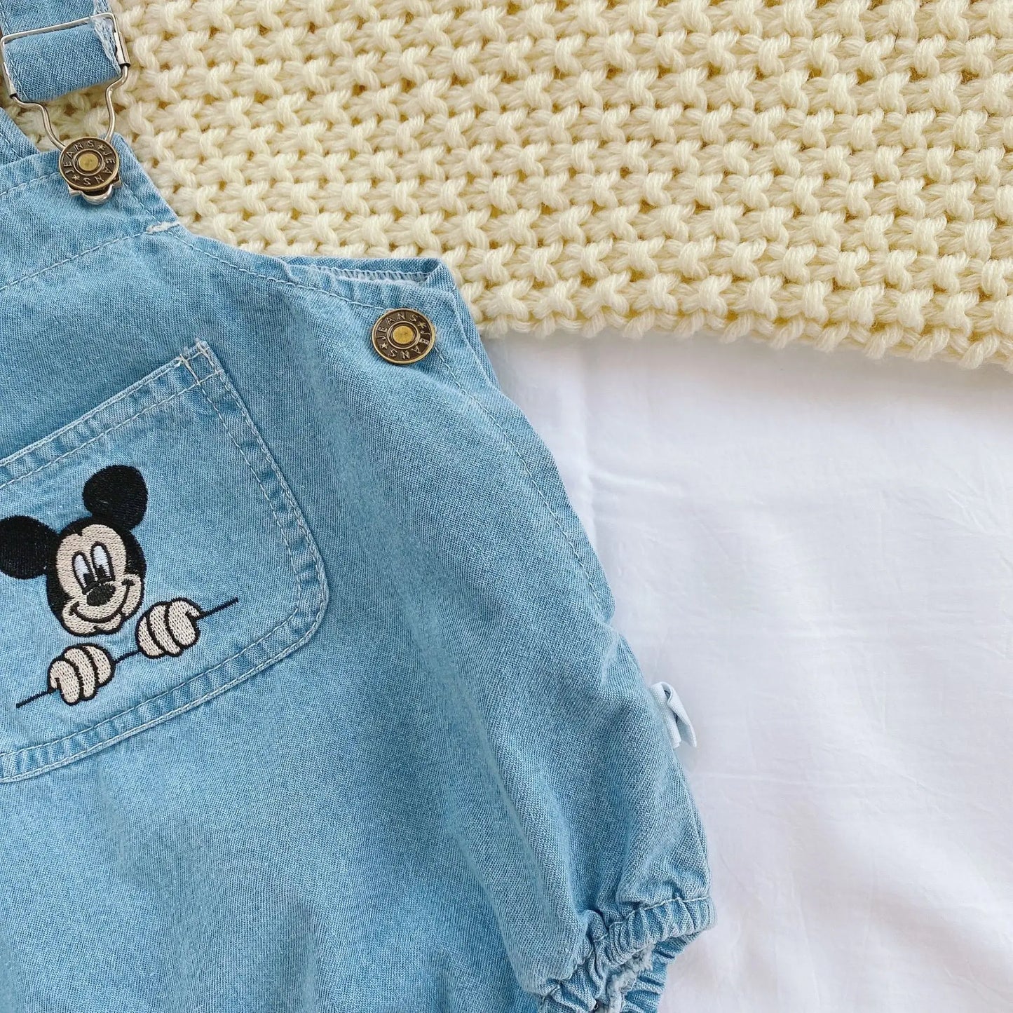 Mickey Mouse Newborn Baby Clothes Summer 2021 Girls Boy Cowboy Children Rompers Disney Cartoon Jumpsuit Sling Strap Kids Outfits