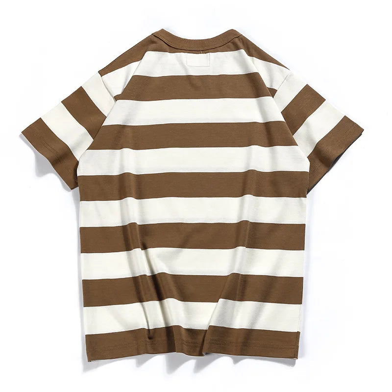 Summer Fashion Short Sleeve T-shirts For Men Classical Zebra Striped Heavy Thick Tees Male Casual Large Size Loose Pullover Tops