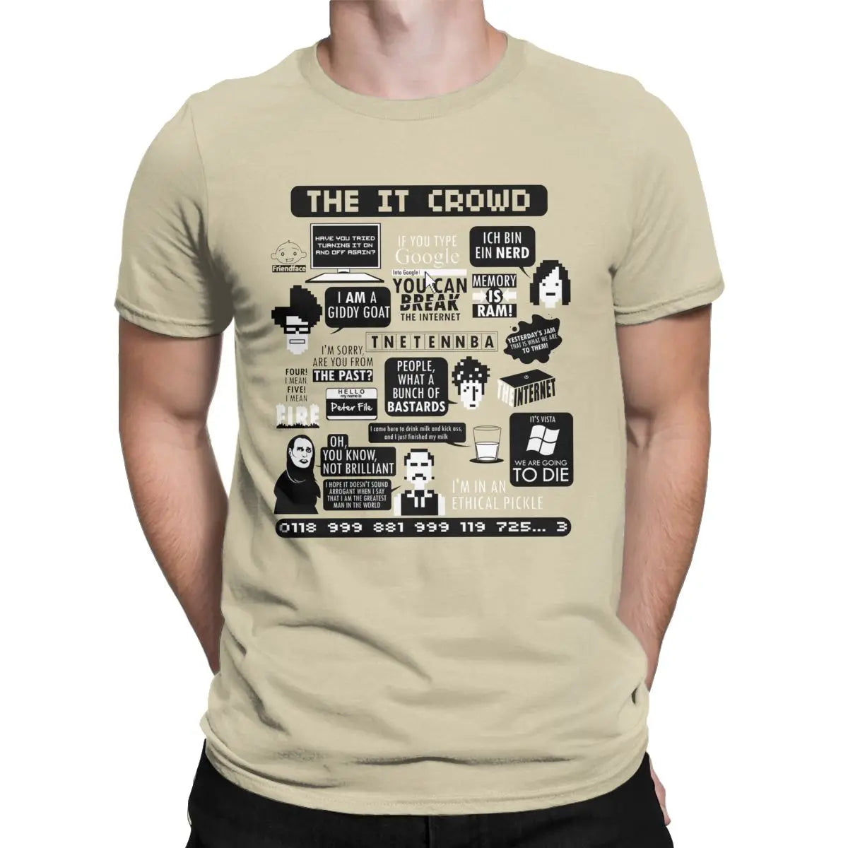 Men T-Shirts The IT Crowd Quotes Unique Pure Cotton Tee Shirt Short Sleeve Computer Programmer T Shirts Crewneck Clothes Graphic