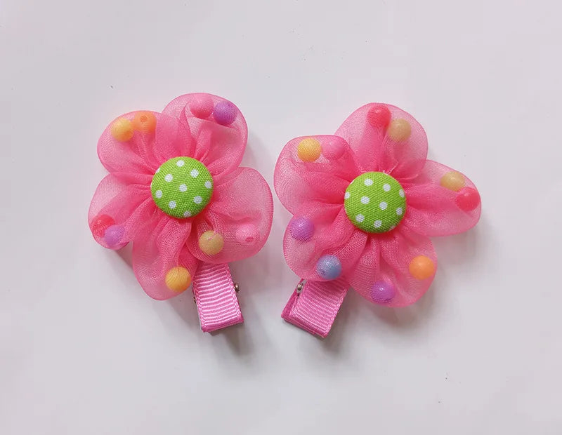 2PCS/lot Hot Sale Children New Hair Clips Cute  Flowers Safety Barrettes BB Clip Little Girls Gifts Kids Hair Accessories