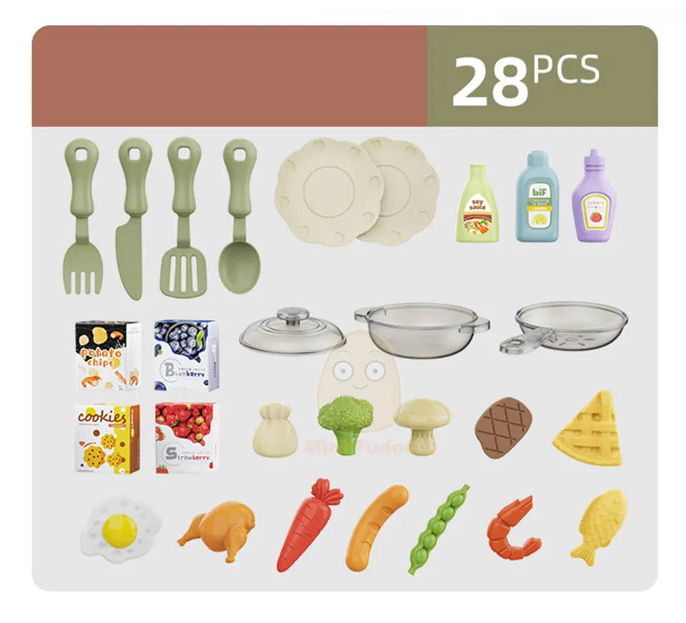 Kids Kitchen Toys Simulational Dinnerware Pretend Play Chef Game Role Play Cooking Food Table Educational Toy For Children Gift