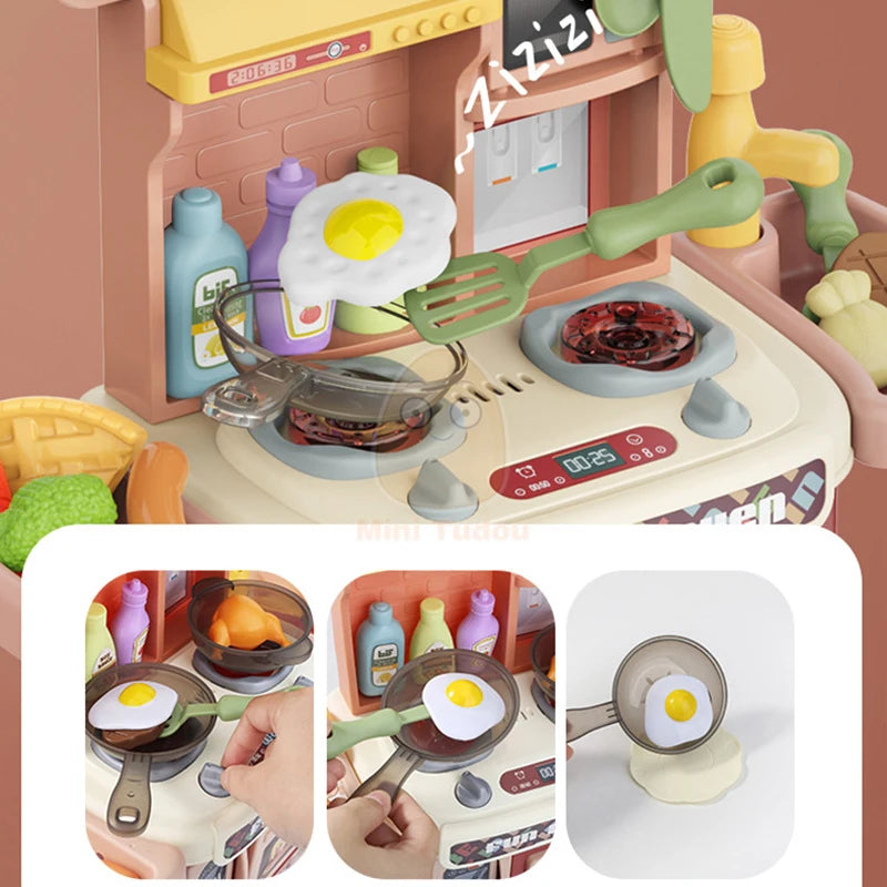 Kids Kitchen Toys Simulational Dinnerware Pretend Play Chef Game Role Play Cooking Food Table Educational Toy For Children Gift