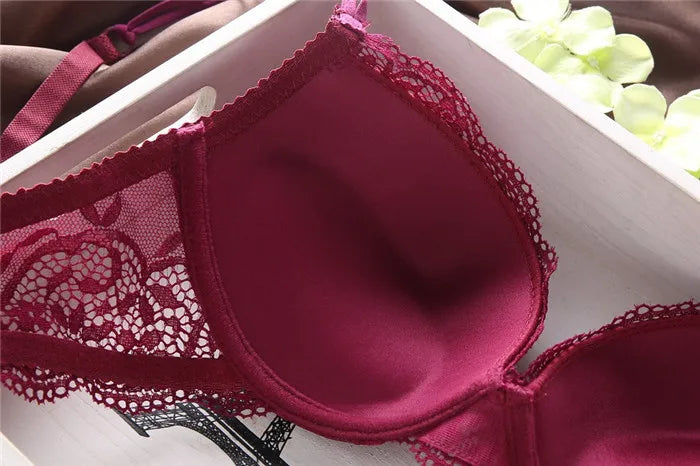 European Style Sexy Bra Set Women Cotton Underwear Sexy Lace Panties Female Push Up Brassiere Fashion Solid Color Lingerie Set