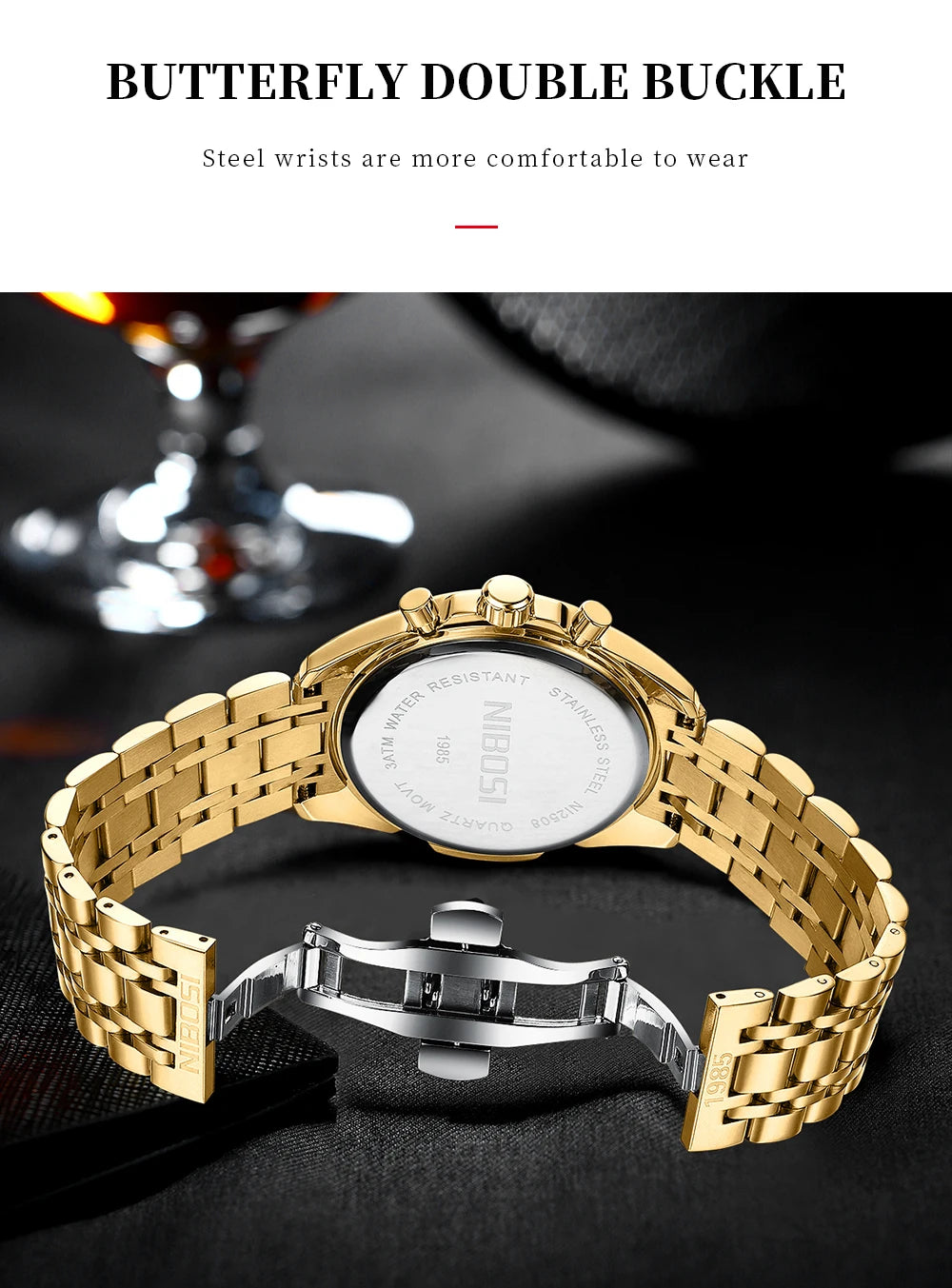 NIBOSI Brand Mens Watches Brand Luxury Military Sports Chronograph Waterproof Quartz Watch For Men Wristwatch Reloj Hombre