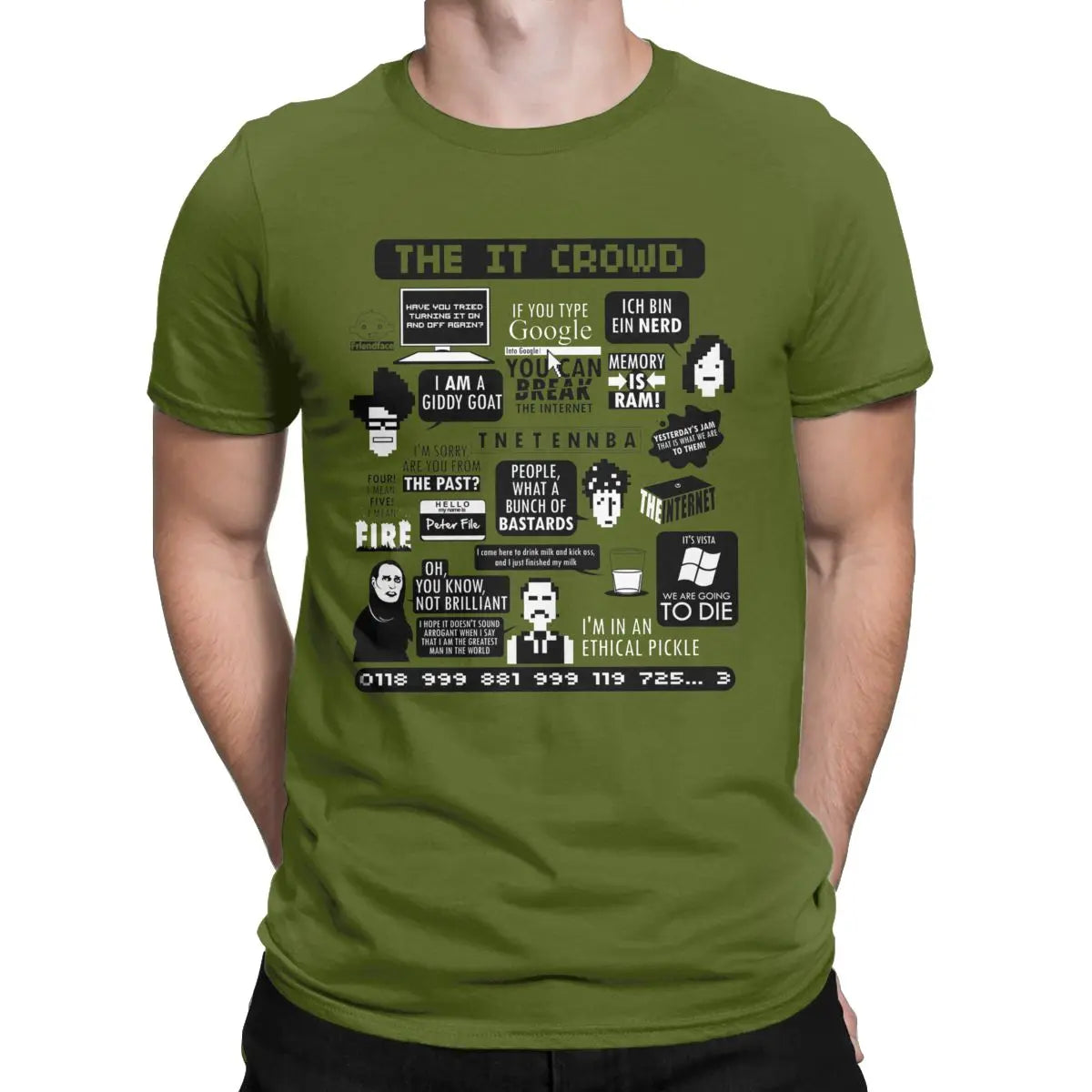Men T-Shirts The IT Crowd Quotes Unique Pure Cotton Tee Shirt Short Sleeve Computer Programmer T Shirts Crewneck Clothes Graphic