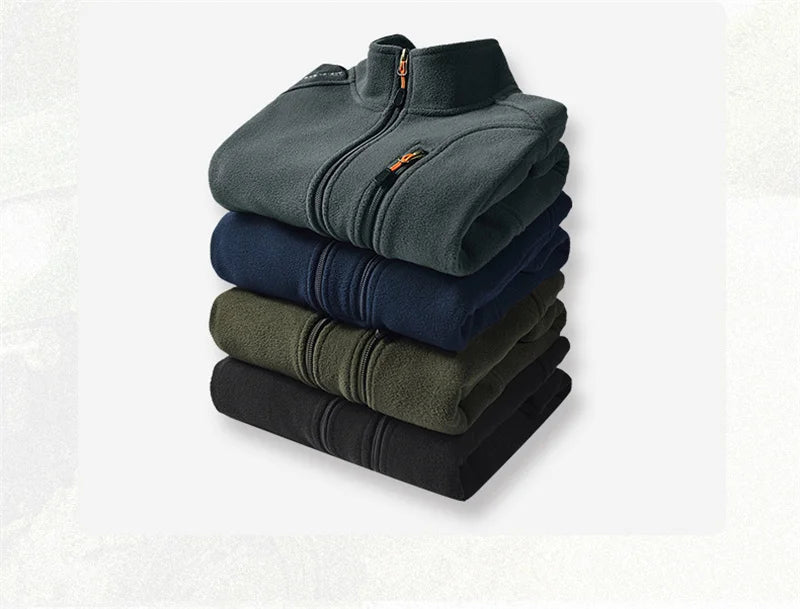 BROWON Brand Men Jackets 2025 Spring and Autumn New Men Fleece Jacket Solid Color Stand Collar Polar Fleece Jacket Men Clothing