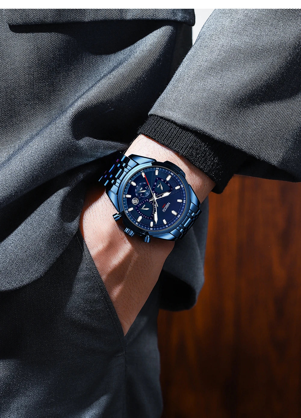 NIBOSI Brand Mens Watches Brand Luxury Military Sports Chronograph Waterproof Quartz Watch For Men Wristwatch Reloj Hombre