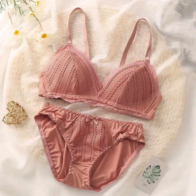 Women Briefs Female Intimates Lace Bra Sets Seamless Underwear Plus Size Sexy Panties Lingerie Padded Bralette Ultrathin ABC Bra