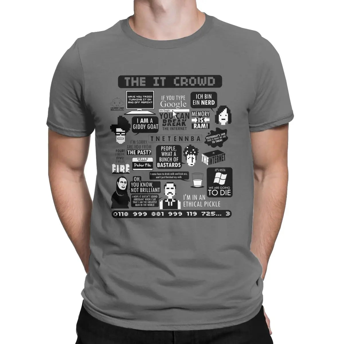 Men T-Shirts The IT Crowd Quotes Unique Pure Cotton Tee Shirt Short Sleeve Computer Programmer T Shirts Crewneck Clothes Graphic
