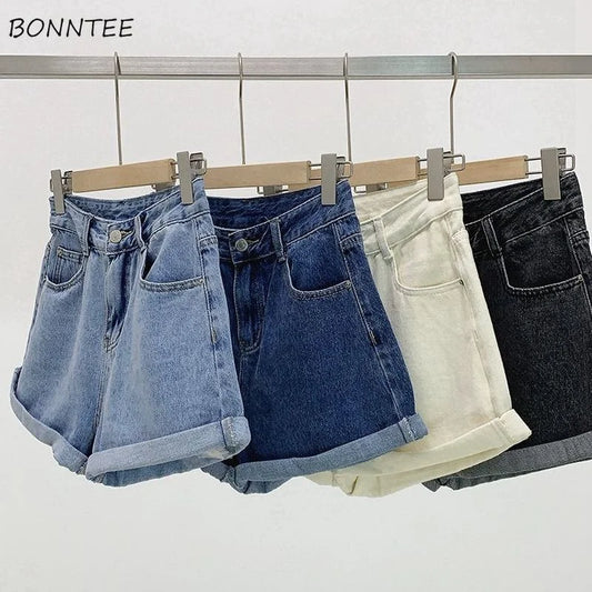 Shorts Women Denim Vintage Summer Basic Simple All-match Hot Sale High Waist Leisure Ulzzang Ladies Streetwear Chic Classic Ins